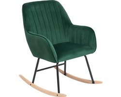 Beliani LIARUM - Schommelstoel - Groen - Fluweel