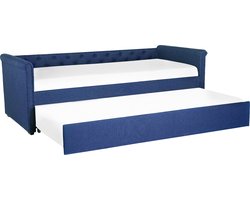 BELIANI LIBOURNE - Onderschuifbed - Marineblauw - 80 x 200 cm - Polyester