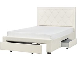 BELIANI LIEVIN - Bed met opbergruimte - Lichtbeige - 140 x 200 cm - Fluweel