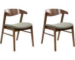 BELIANI LILLY - Eetkamerstoel set van 2 - Donkerbruin/Groen - Polyester