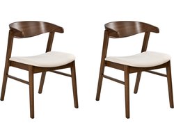 BELIANI LILLY - Eetkamerstoel set van 2 - Donkerbruin/Off-white - Polyester