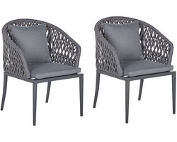 BELIANI LIPARI - Tuinstoel set van 2 - Donkergrijs - Aluminium