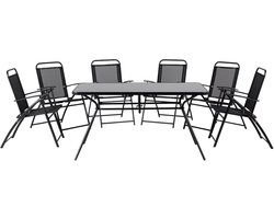 BELIANI LIVO - Tuinset voor 6 - Zwart - Polyester