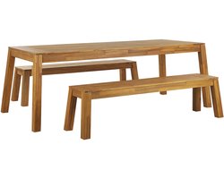 BELIANI LIVORNO - Tuinset voor 6 2 banken - Lichte houtkleur - Acaciahout