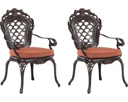 BELIANI LIZZANO - Tuinstoel set van 2 - Donkerbruin - Aluminium