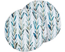 BELIANI LOANO - Tuinkussen set van 2 - Wit/Groen - 40 cm - Polyester