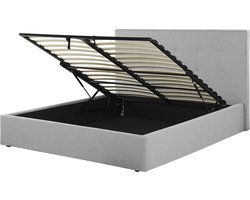 BELIANI LORIENT - Bed met opbergruimte - Lichtgrijs - 160 x 200 cm - Polyester