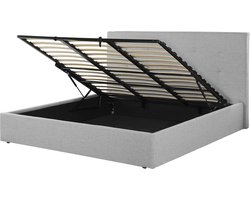BELIANI LORIENT - Bed met opbergruimte - Lichtgrijs - 180 x 200 cm - Polyester
