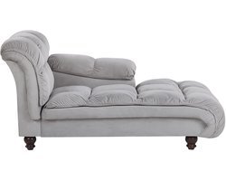 BELIANI LORMONT - Chaise longue - Lichtgrijs - Linkerzijde - Fluweel