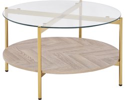 BELIANI LOVELL - Salontafel - Lichtbruin/Goud - Hout