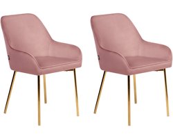 BELIANI LOVERNA - Eetkamerstoel set van 2 - Roze - Fluweel