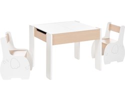 BELIANI LOYD - Kindertafel met 2 stoeltjes - Lichthout/Wit - MDF