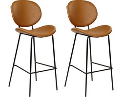 BELIANI LUANA - Barkruk set van 2 - Goudbruin - Kunstleer