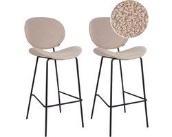 BELIANI LUANA - Barkruk set van 2 - Lichtbeige - Bouclé