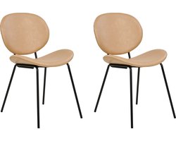 BELIANI LUANA - Eetkamerstoel set van 2 - Zandbeige - Kunstleer