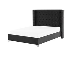 BELIANI LUBBON - Tweepersoonsbed - Zwart - 160 x 200 cm - Fluweel