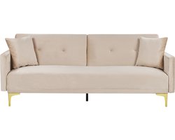 BELIANI LUCAN - Slaapbank 2-zits - Beige - Fluweel