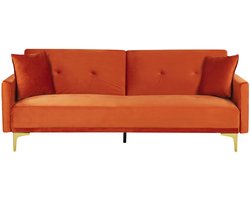 BELIANI LUCAN - Slaapbank 2-zits - Oranje - Fluweel