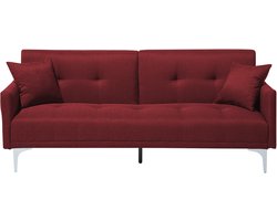 BELIANI LUCAN - Slaapbank 3-zits - Donkerrood - Polyester