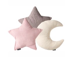BELIANI LUNA - Set van 3 sierkussens - Gebroken wit/Roze/Taupe - Corduroy