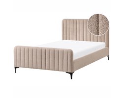 BELIANI LUNAN - Tweepersoonsbed - Beige - 120 x 200 cm - Bouclé