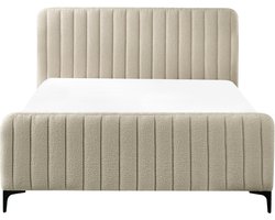 BELIANI LUNAN - Tweepersoonsbed - Beige - 140 x 200 cm - Bouclé