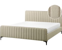 BELIANI LUNAN - Tweepersoonsbed - Beige - 180 x 200 cm - Bouclé