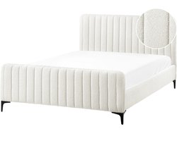 BELIANI LUNAN - Tweepersoonsbed - Gebroken wit - 140 x 200 cm - Bouclé