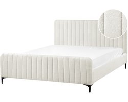 BELIANI LUNAN - Tweepersoonsbed - Gebroken wit - 160 x 200 cm - Bouclé