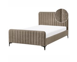 BELIANI LUNAN - Tweepersoonsbed - Taupe - 120 x 200 cm - Bouclé