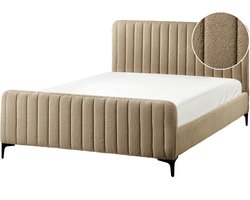 BELIANI LUNAN - Tweepersoonsbed - Taupe - 140 x 200 cm - Bouclé