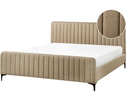 BELIANI LUNAN - Tweepersoonsbed - Taupe - 180 x 200 cm - Bouclé