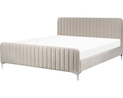 BELIANI LUNAN - Tweepersoonsbed - Taupe - 180 x 200 cm - Fluweel