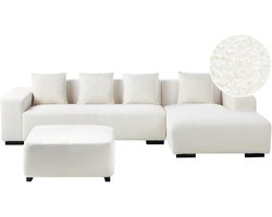 BELIANI LUNGO - Hoekbank met ottomaan - Wit - Linkerzijde - Bouclé