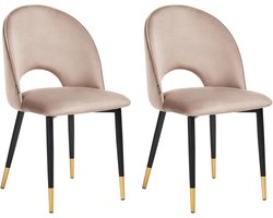 BELIANI MAGALIA - Eetkamerstoel set van 2 - Taupe - Fluweel