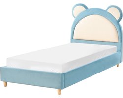 BELIANI MAILLES - Eenpersoonsbed - Blauw - 90 x 200 cm - Fluweel