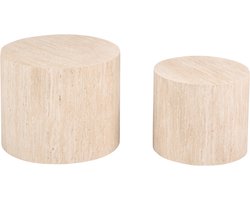 BELIANI MANTI - Salontafel set van 2 - Travertijn-effect - MDF