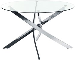 BELIANI MARAMO - Eettafel - Zilver - âŒ€120 cm - Veiligheidsglas