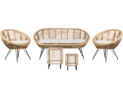 BELIANI MARATEA/ CESENATICO - Banken set met salontafel - Lichtbeige - Rotan