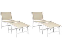 BELIANI MARCEDDI -Tuinstoel met voetenbank set van 2 - Beige - Textileen