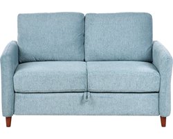 BELIANI MARE - Tweezitsbank met opbergruimte - Blauw - Stof