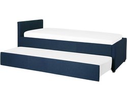 BELIANI MARMANDE - Onderschuifbed - Marineblauw - 80 x 200 cm - Polyester