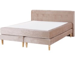 BELIANI MARQUISE - Tweepersoons boxspring - Beige - 160 x 200 cm - Fluweel