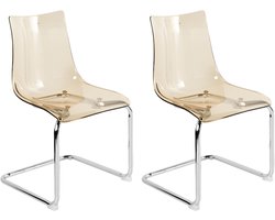 BELIANI MARSHALL - Eetkamerstoel set van 2 - Transparant/Oranje - Kunststof