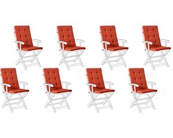 BELIANI MAUI PREMIUM - Tuinkussen set 8 stuks - Rood - Polyester