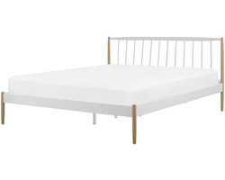 BELIANI MAURS - Tweepersoonsbed - Wit - 160 x 200 cm - Metaal