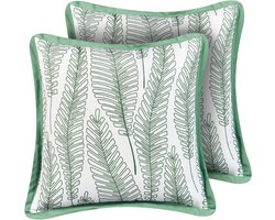 BELIANI MEADOW - Set van 2 tuinkussens - Groen - 45 x 45 cm - Polyester