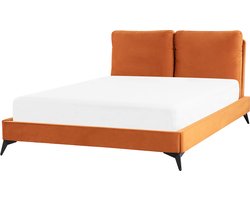 BELIANI MELLE - Tweepersoonsbed - Oranje - 140 x 200 cm - Fluweel