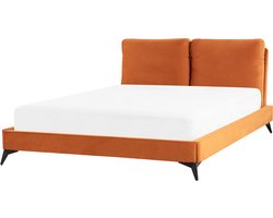 BELIANI MELLE - Tweepersoonsbed - Oranje - 160 x 200 cm - Fluweel