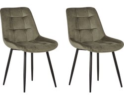 BELIANI MELROSE - Eetkamerstoel set van 2 - Olijfgroen - Fluweel
